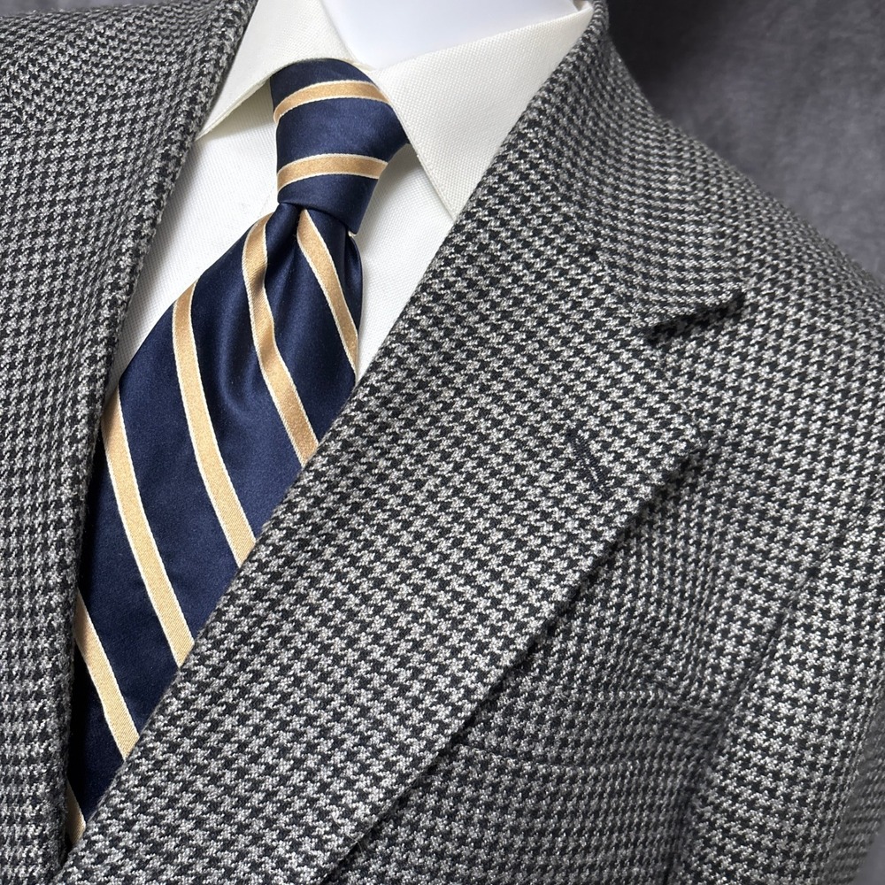 Vintage Haggar Sport Coat 44R Gray Houndstooth Check Tweed Blazer Jacket USA